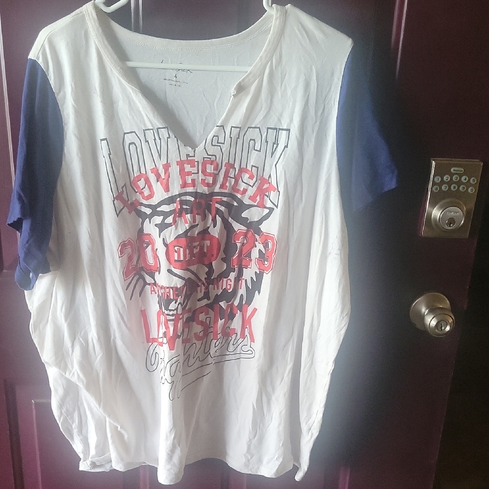 Torrid Lovesick Graphic Tee - White and Blue